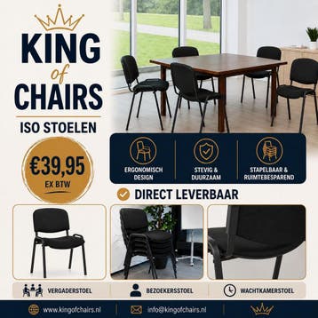 Vergaderstoelen ISO kantoorstoelen zwarte stof ISOstoel, Vergader- of Presentatieruimte, Ophalen of Verzenden, Nieuw in verpakking