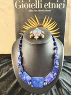 wit metaal argent+lapis Nepal - Parure - bedel en ketting
