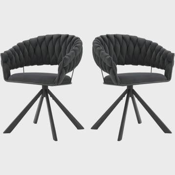 Set van 2 fluwelen draaistoelen 360° met geweven rugleuning, Verzenden, Nieuw