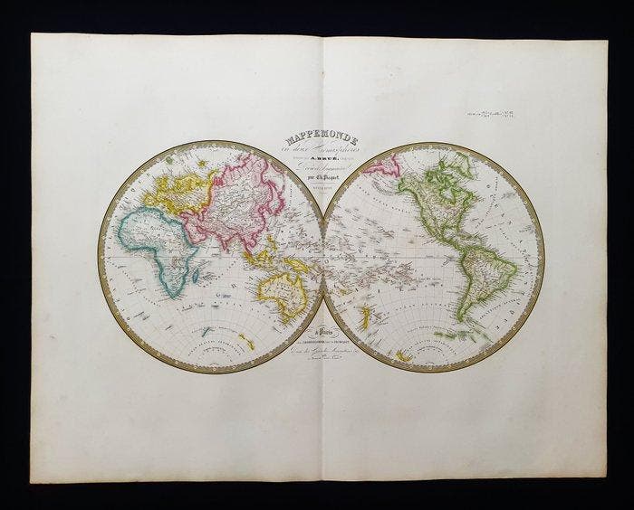 Mappamondo - Wereldkaart / Aardse planisfeer /, Boeken, Atlassen en Landkaarten