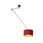 Hanglamp zwart met velours kap rood met goud 35 cm  - Blitz, Verzenden, Nieuw, Stof, Classic-antique