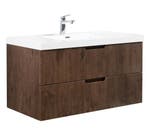 Badkamermeubel Set Thermis 100cm Walnoot Bruin Badmeubel, Verzenden, Nieuw, Wastafelkast