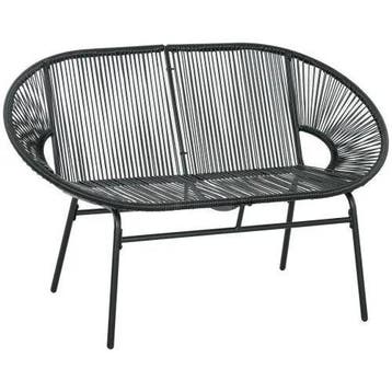 Set van 2 Zwarte Tuinbanken met Rotan Look, Tuin en Terras, Tuinbanken, Verzenden, Nieuw