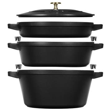GGM Gastro | STAUB | STACKABLE SET - Kookpannenset - 3 stuks, Zakelijke goederen, Horeca | Keukenapparatuur, Verzenden, Nieuw in verpakking