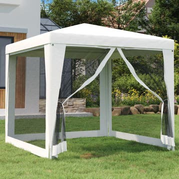vidaXL Partytent met 4 mesh zijwanden 2,5x2,5 m wit, Verzenden, Nieuw, Partytent