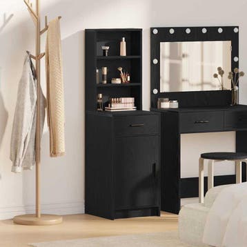 vidaXL buffetkast Zwart Eiken 41 x 40 x 135 cm Bewerkt hout, Minder dan 50 cm, Verzenden, Nieuw, Minder dan 100 cm
