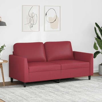 vidaXL Tweezitsbank 140 cm kunstleer wijnrood, Verzenden, Nieuw, Tweepersoons, Leer
