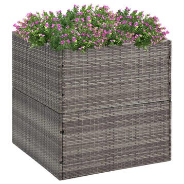 vidaXL Plantenbak 80x80x80 cm poly rattan grijs, Kunststof, Verzenden, Nieuw, 60 tot 100 cm