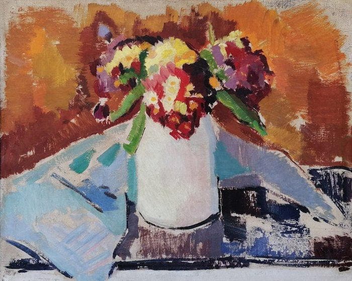 Willy Verret (1937-2005) - Still life with yellow and red, Antiek en Kunst, Kunst | Schilderijen | Klassiek