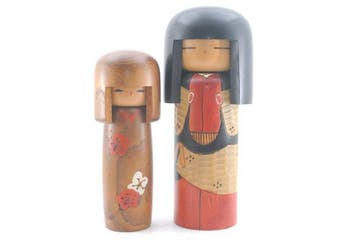 Japanse traditionele kokeshi-poppen-set Usaburo - Hout -, Antiek en Kunst