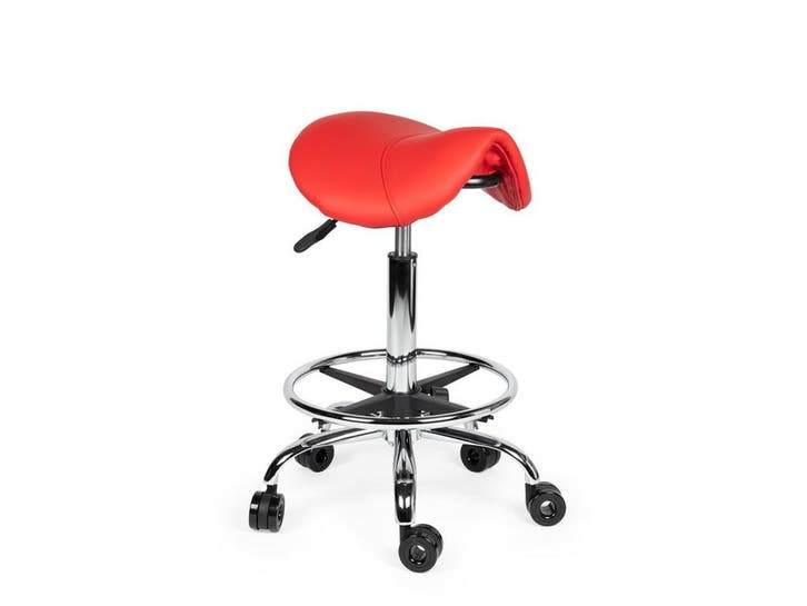 Kapperskruk Rood - Standaard Zithoogte met Voetsteun, Huis en Inrichting, Krukjes, In hoogte verstelbaar, Nieuw, Kunststof