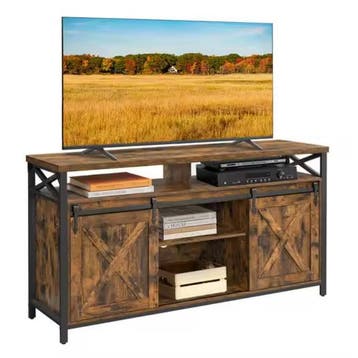 Industrieel TV-Lowboard 147×40×76 cm –Stalen Frame en Planke, Huis en Inrichting, Kasten | Overige, Verzenden, Nieuw