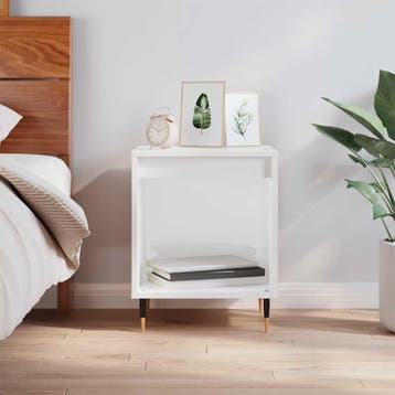 vidaXL Nachtkastje 40x35x50 cm bewerkt hout hoogglans wit, Minder dan 45 cm, Verzenden, Nieuw, Minder dan 55 cm