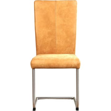 Leren eetkamerstoel Dry - Kenia Cognac (cognac) - Sledepoot, Ophalen of Verzenden, Nieuw, Leer, Modern