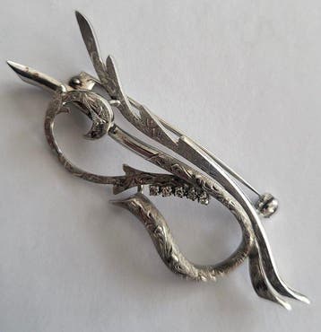 Broche - 18 karaat Witgoud - 0.05ct. tw.