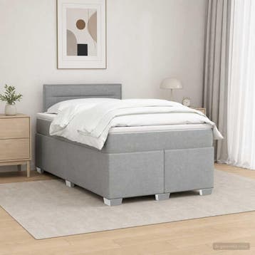 vidaXL Boxspring Bed met Matras en LED Lichtgrijs 120 x 190, Verzenden, Nieuw, Twijfelaar