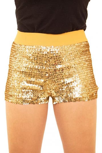 Hotpants met pailletten goud dames - L-XL (38-40), Verzenden, Nieuw