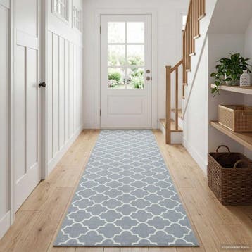 vidaXL Vloerkleedloper ORIZ 1150 gsm Grijs en Wit 100%, Verzenden, Nieuw, Grijs
