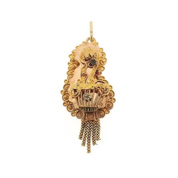 Antiek gouden hanger van een mutsenbel (Hanger of bedel), Ophalen of Verzenden, Gebruikt, Goud, Overige merken