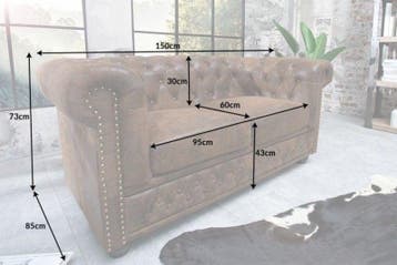 Chesterfield 2-zitsbank 150cm antiekbruin met knoopstiksel, Huis en Inrichting, Banken | Bankstellen, Ophalen of Verzenden, Nieuw