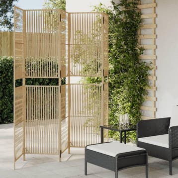 vidaXL Kamerscherm 5 panelen poly rattan beige, Huis en Inrichting, Verzenden, Nieuw