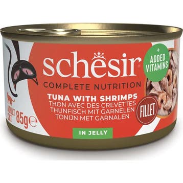 Schesir tonijn met garnalen (jelly) natvoer kat 1 tray (1..., Dieren en Toebehoren, Verzenden, Kat