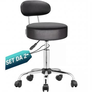 Rolkruk Zwart Set van 2 360° draaibaar met rugleuning, Verzenden, Nieuw in verpakking