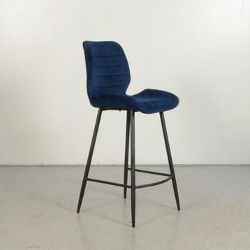 Barkruk Huskvarna - Donkerblauw velvet - 4-poot onderstel, Huis en Inrichting, Bureaustoelen, Ophalen of Verzenden, Nieuw