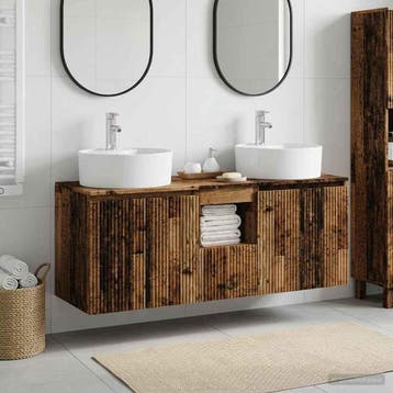 vidaXL Badkamerkastenset 3 st Oud hout 49,5 x 44,5 x 65 cm, Verzenden, Nieuw