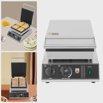 Professionele Wafelijzer 1750W - 4 Wafels Tegelijk - Instelb, Verzenden, Nieuw