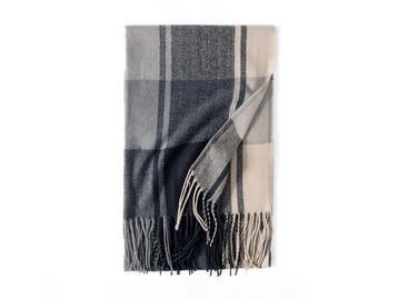 Veiling - Geruite luxe sjaal - grijs tinten, Nieuw