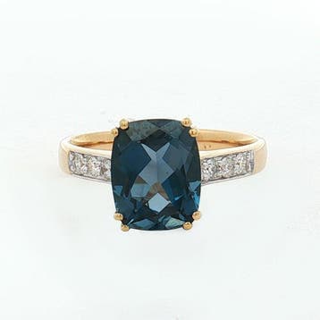 Ring - 14 karaat Geel goud - 2.55ct. tw. Topaas - Diamant -, Nieuw