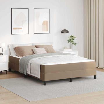 vidaXL Bedframe met matras Cappuccino 160 x 200 cm Stof, Verzenden, Nieuw, Bruin, Stof