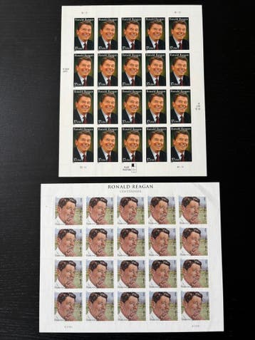 Postzegels - 2 vellen Ronald Reagan - USPS Amerika, Postzegels en Munten, Ophalen of Verzenden, Postfris, Noord-Amerika