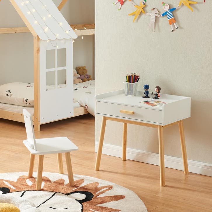Kindertafel met kinderstoel Skjervøy naturel en wit [en.casa, Huis en Inrichting, Bureaus, Verzenden