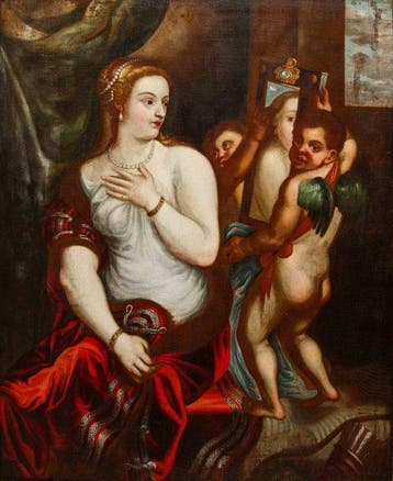 Seguace di Tiziano Vecellio (XVII) - Venere allo specchio