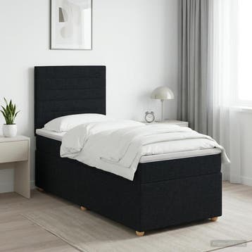 vidaXL Boxspringbed met matras met hoofdeinde Zwart 100 x, Verzenden, Nieuw, Eenpersoons, Zwart