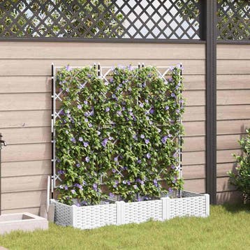vidaXL Tuin Bloempot 3 st Wit 120 x 40 x 125,5 cm PP, Verzenden, Nieuw, Minder dan 60 cm