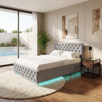 Beddenset gestoffeerd bed met matras, Verzenden, Nieuw