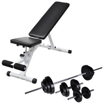 vidaXL Trainingsbank met halterset 30,5 kg, Sport en Fitness, Verzenden, Nieuw