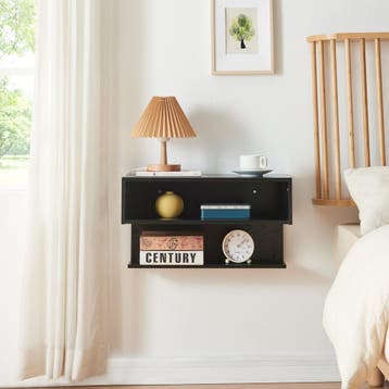 Wandrek Gauldal 56,5x30x31,5 cm zwart [en.casa], Huis en Inrichting, Woonaccessoires | Wandplanken en Boekenplanken, Verzenden
