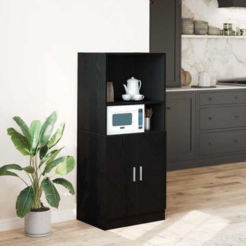 vidaXL Keukenkast 57x41,5x131,5 cm bewerkt hout zwart, Huis en Inrichting, Verzenden, Nieuw, Zwart