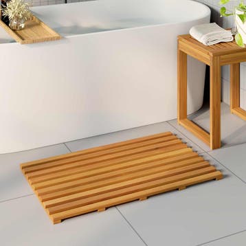 vidaXL Badmat Effen Bruin 80 x 48 x 2,5 cm Massief, Verzenden, Nieuw, Bruin
