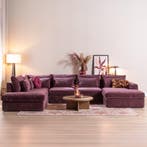 50% Korting: U-bank Kyle 6-zits chenille paars, Ophalen, Zo goed als nieuw, Stof