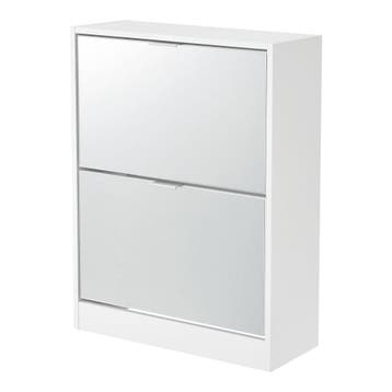 [en.casa] Schoenenkast Kragerø met spiegels 80x60x24 cm wit, Verzenden, Nieuw