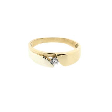 8 karaat bicolor ring met zirconia, Gebruikt, Overige kleuren, Ophalen of Verzenden, Kleiner dan 17