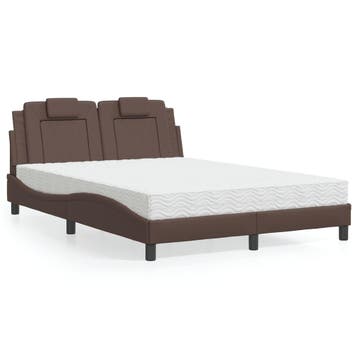 vidaXL Bed Viana met matras kunstleer bruin 120x200 cm, Overige materialen, Bruin, Verzenden, Nieuw