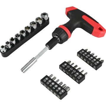 Benson Ratel T-greep set 29-delig - met 18 bits, 9 doppen..., Ophalen of Verzenden, Nieuw