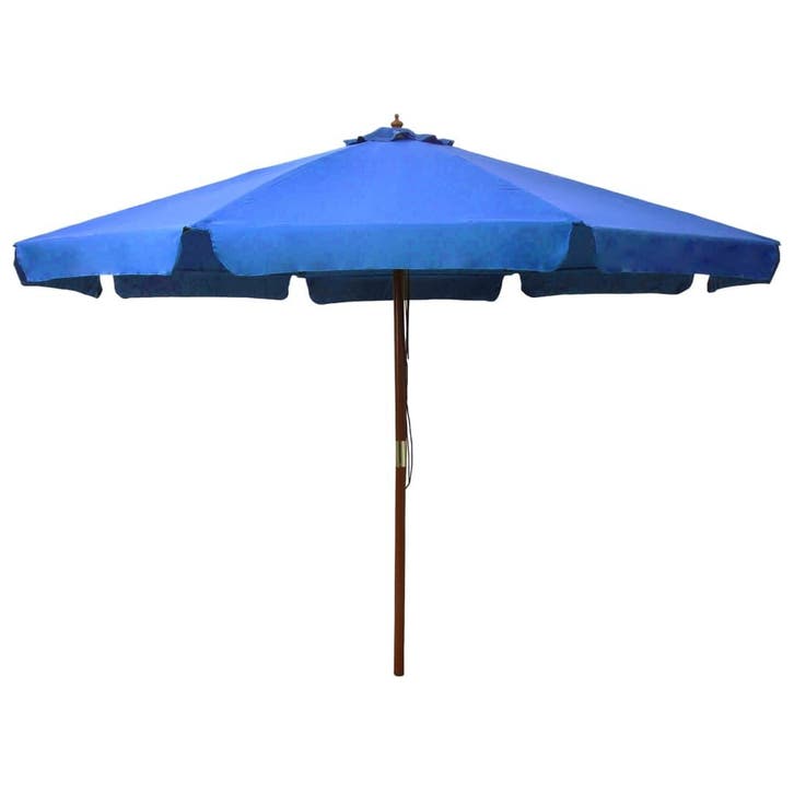 vidaXL Parasol met houten paal 330 cm azuurblauw, Tuin en Terras, Parasols, Nieuw, 3 tot 4 meter, Verzenden