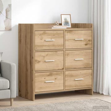 vidaXL Dressoir Artisanaal eiken 75 x 33 x 80 cm Bewerkt, Verzenden, Nieuw, Overige houtsoorten, Minder dan 50 cm